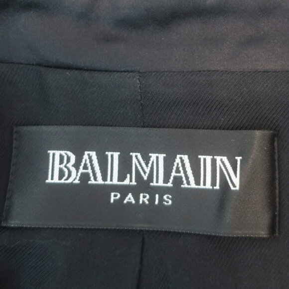 Balmain Satin-Lapel Cape Blazer Black Stretch Wool Size 42 One-Button Jacket - Picture 6 of 8